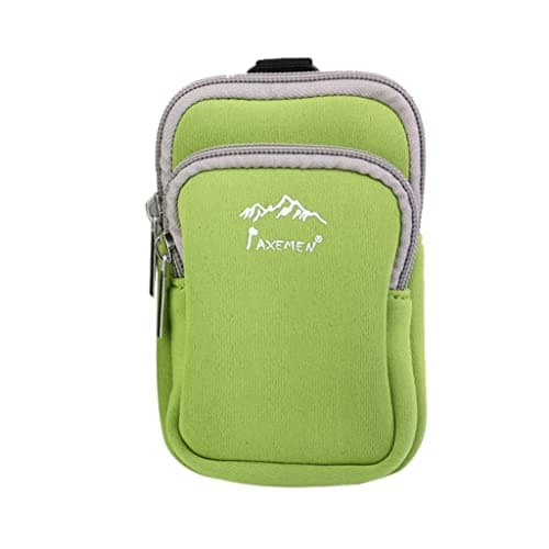 Neoprene Dual Zip Pocket Pouch Phone Bag Case for Hiking Climbing S Green — view 3