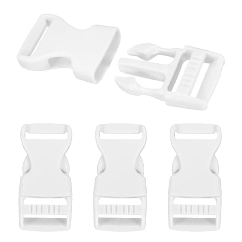 PATIKIL 4 Pcs 1" Quick Side Release Buckle Plastic Buckle Clip White