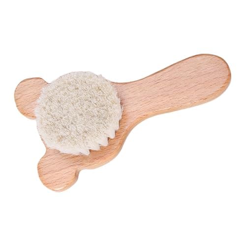 Newborns Safe Comb and Bath Brush Set with Soft Wool Bristles Daily Baby Grooming Easy to Use for Gentle Hair Scalp Cares Wooden Comb
