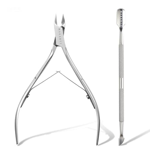 Makartt 2-in-1 Cuticle Remover & Pusher Set Pink 7mm Blade Stainless