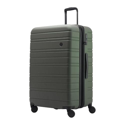 Nere - Stori - ABS Hard-Shell Suitcase Collection - 8-Spinner Wheels - Self-Repairing Zip - Built-in TSA Combination Lock - Expanding Luggage (Khaki, Large)