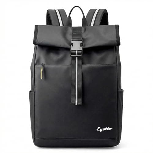 eYotto 15.6" Waterproof Laptop Backpack for Men and Women, Roll Top Design