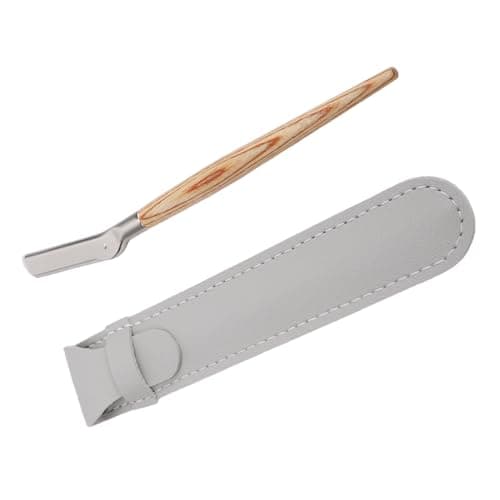Generic Precision Eyebrow Trimmer with Wooden Handle, Safety Mesh Guard, Complete Travel Kit, 10 Refill Heads, Ideal for Daily Grooming Needs (Long Wooden Handle Eyebrow Trimmer + Refills) — view 3