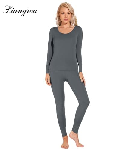 Liang Rou Women's Crew Neck Top & Bottom Ultra Thin Thermal Underwear Set — view 4