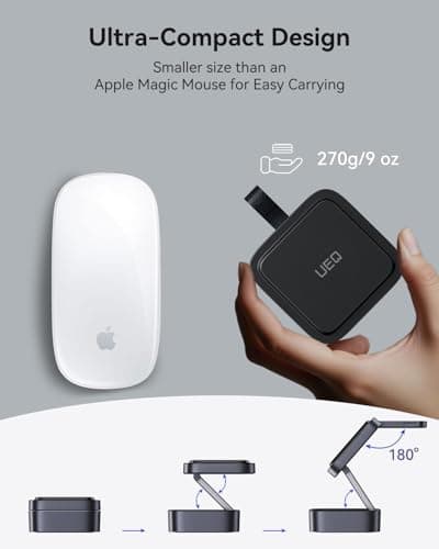 UEQ 3 in 1 Wireless Charging Station for Apple Devices,Compatible with MagSafe,Foldable Fast Travel Magnetic Wireless Charger for iPhone 17 Air 16 15 14 13 12,for Apple Watch and Earbuds — view 2