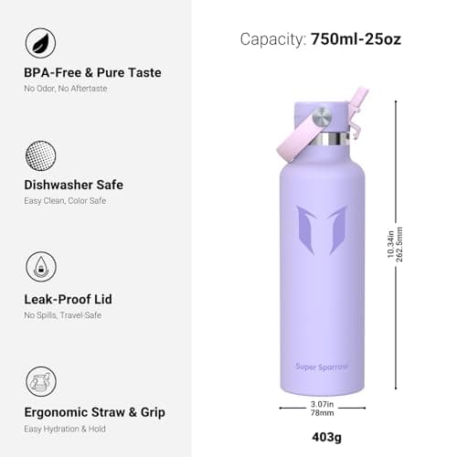 Sparrow Insulated Water Bottle 750ml FlipFlow Metal Drinks Bottle Straw — view 3