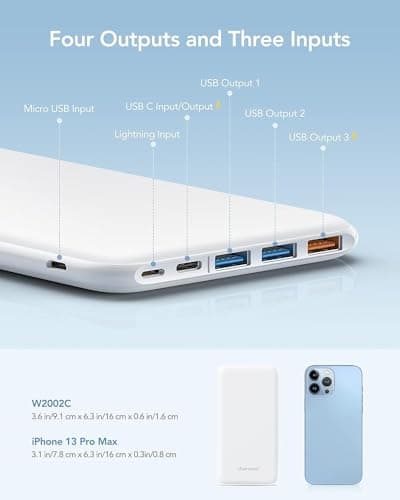 Charmast 26800mAh Power Bank, Portable Charger USB C Powerbank Ultra Slim Battery with 3 Input and 4 Output Compatible with iPhone Samsung Huawei Xiaomi Honor Smartphone Tablet (White) — view 4