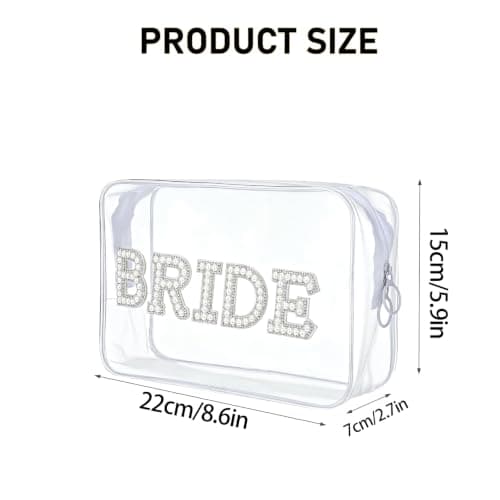 Rovelin Clear Bridal Makeup Bag with Elegant Lettering, Transparent PVC — view 2