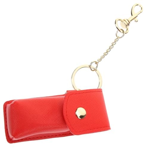 CORHAD Portable Lipstick Holder Keychain Bag for Travel and Parties Red
