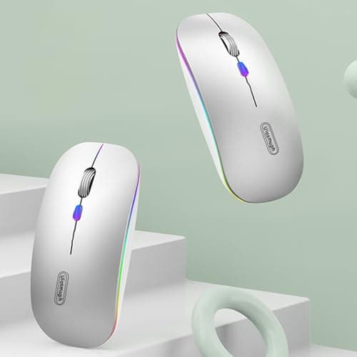 Uiosmuph G12 Wireless Mouse for Laptop, Rechargeable Mice, Silent - Silver — view 2