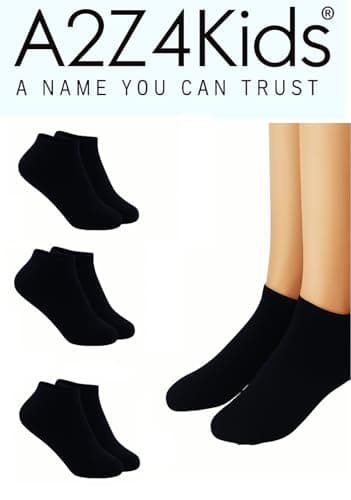 A2Z 4 Kids 6 Pack Girls Boys Plain Trainer - Socks AZ750 Black 6 Pack 2-3 — view 5