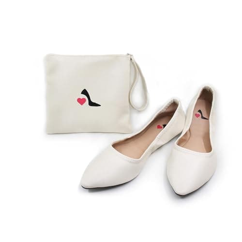 Ladies Roll Up Shoes Ideal for Weddings, Races Nights Out 2 Colours (Ivory, UK Footwear Size System, Adult, Women, Numeric, Medium, 6)