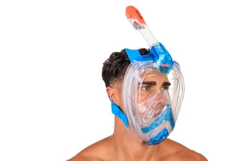 SEAC AMICA, Full Face Snorkel Mask for adults and children from 6 years of age, phthalate-free hypoallergenic polymer face mask, light blue/orange, S/M — view 5