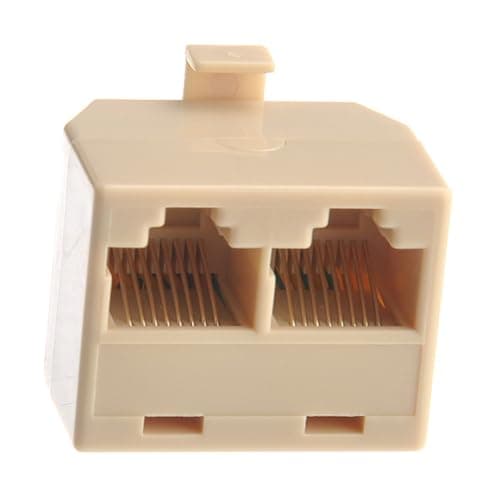 VALICLUD Pin Male to Dual Female Ethernet Network Cable Extension Coupler Connector Beige Multi-plug Adapter for Sharing High-speed Dsl and Cable Modem Ports — view 2