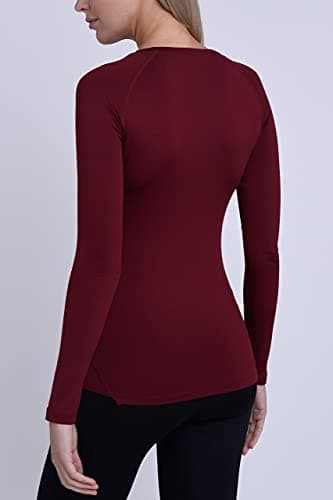 TCA Super Thermal Top Women - Ladies Thermal Vest - Thermals Womens - Ski Base Layer Women - Workout Tops for Cold Weather - Cabernet, L — view 2