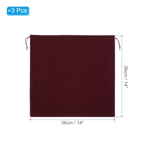 Patikil Velvet Bags With Drawstrings, 3 Pack 14 x 14 Inch Hair Dryer Treat Dust Storage Bags for Travel Luggage Packing, Burgundy — view 2