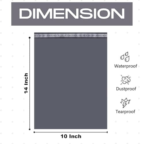 10x14 50 Mailing Bags Self Seal Grey Parcel Bags | Small to Medium Mailing Bags, Postage Bags for Clothes Vinted, Shipping Bags | Tear Proof Delivery Bags for Parcels Packing — view 2