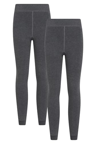 Mountain Warehouse Womens Fluffy Fleece Lined Thermal Leggings Multipack - Lightweight Ladies Pants, Warm & Cosy - Autumn Winter, Outdoors, Travelling & Hiking Charcoal (2 Pack) S