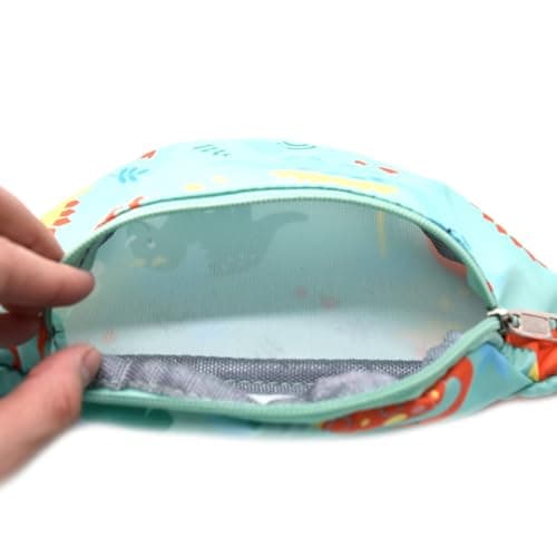 Kids Fanny Pack, Cute Dinosaur Kids Bum Bag Bumbag Waist Pack Cartoon Hipsack Belt Bag Small Belt Bum Bag Crossbody Purse Waist Pouch for Toddler Girls Boys Running Hiking Travel Sports (Green) — view 5