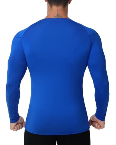 Runhit Men's Compression Base Layer Long Sleeve Top, Wicking UPF 50+ Thermal Undershirt for Cycling, Football, Rugby and Outdoor Sports Royal Blue S — view 3