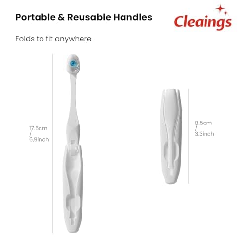 cleaings Travel Toothbrush Set, 28 Disposable Toothbrush Heads with Toothpaste, Includes Foldable Brush Handles & Portable Cups, Mini Waterless Oral Care Kit for Travel, Camping, Gym, Strong Mint — view 5
