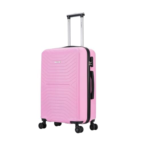 FLYMAX 24" Medium Suitcase 4 Wheel Lightweight Luggage Hard Shell ABS Travel Case Hold Check in Fits 15kg - 20kg Medium Size + 3 Digit Lock + Telescopic Handle 69 Litre Capacity