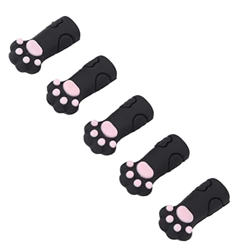 ASHATA Cat Shape Silicone Cuticle Scissors Cover Protector, 5 Pack Cuticle Trimmer Protective Sleeve for Nail Nipper and Toenails, Soft Silicone Nipper Cover for Travel (Black) — view 3