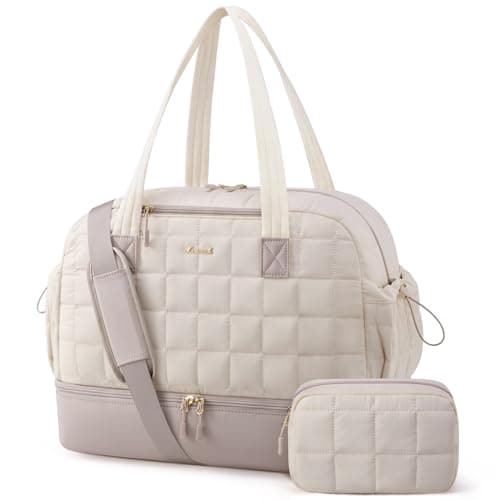 LOVEVOOK Travel Bags for Women, Lightweight Puffer Weekend Pregnancy Hospital Overnight Holdall Duffel Bags, Gym Bag with Shoe Compartment & Wet Pocket, Hand Luggage Carry On Bag for Flight Sports