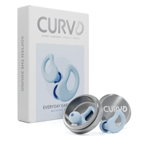 CURVD Everyday Earplugs – Ultra Soft, Customizable Sleep, Travel, Sensitivity, Noise Protection, for Sound Canceling Isolation, up to -30dB Reduction, NRR 15, Reusable and Sustainable (Light Blue)
