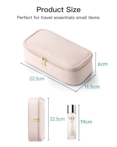 Travel Makeup Bag with Brush Compartment,Waterproof Small Make up Bag,Cosmetic Bag for Women,Pink — view 5