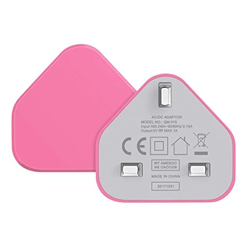 AMO® Charger Plug, UK 3 Pin Plug Charger, Adapter Compatible with Samsung Galaxy Compatible with iOSiPhone iOSiPad Sony Tab HTC Windows Phone Tablet Laptop and Many more (Bright Pink) — view 3