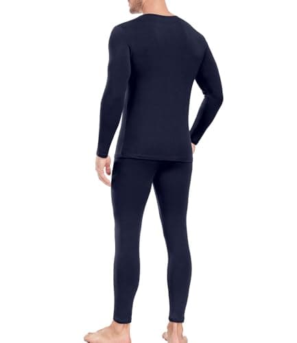 wirarpa Men's Thermal Underwear Set Cotton Long Johns Base Layer Navy L — view 2
