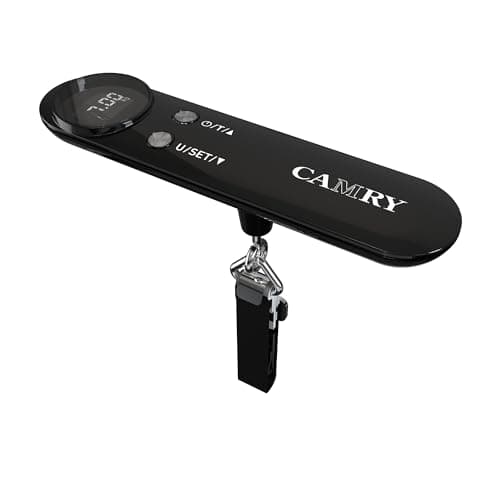 CAMRY Digital Luggage Scale Portable 50Kg Capacity Backlit LCD Overload Alert & Target Weight Battery Included, Black