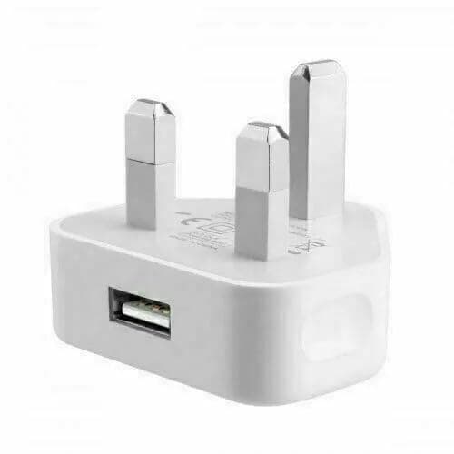 USB Wall Charger Adapter, UK 3-Pin Plug, Single Port, White 1 Amp / 1000mah Charging Plug compatible with Phone — view 2
