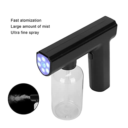 COJJ Handheld Atomizer Sprayer, USB Charge Nano Sprayer Sanitizer Gun with 300ml Capacity, Wireless Mist Disinfectant Fogger, Alcohol Spray Gun for Home School Office (Black) — view 5