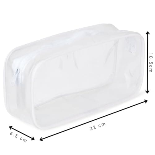 Soul Projekt Large Clear Pencil Case White, Make Up Travel Bag, Portable PVC Pouch Organizer for Students, Exam, Office, Art, School Supplies, Women, Girls, Boys, Cosmetic Toiletry Bag — view 3