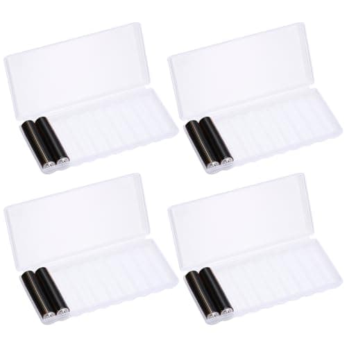 sourcing map Battery Organizer Storage Box, 10 x AAA Batteries Plastic Clear Battery Storage Case Holder Garage Container Portable Organizer for Travelling, Home, Office, Garage (Pack of 4)