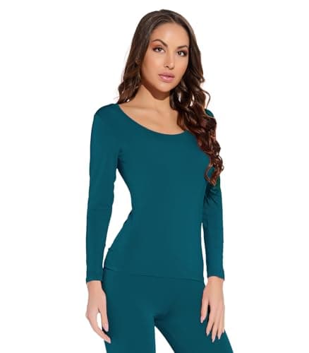 Mcilia Women's Ultrathin Thermal Modal Round Neck Baselayer Top — view 4