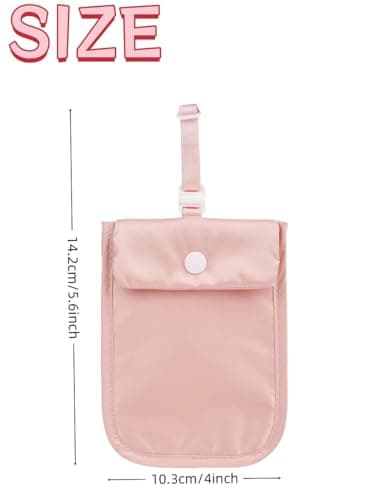uvbws Travel Hidden Bra Wallet - Travel Women's Neck Bag - Hidden Money Bag with Adjustable Elastic Band - Ensuring Safe Travel of Valuable Items, Pink+Black, 14.2 * 10.3cm — view 2