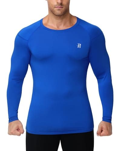 Runhit Men's Compression Base Layer Long Sleeve Top, Wicking UPF 50+ Thermal Undershirt for Cycling, Football, Rugby and Outdoor Sports Royal Blue S — view 2