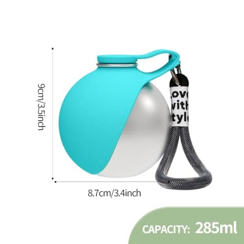 LMFERVER Portable Dog Water Bottle, Leak Proof Pet Water Dispenser, 285ml Reusable Travel Water Bowl with Lanyard For Walking, Hiking & Travel (Blue) — view 2