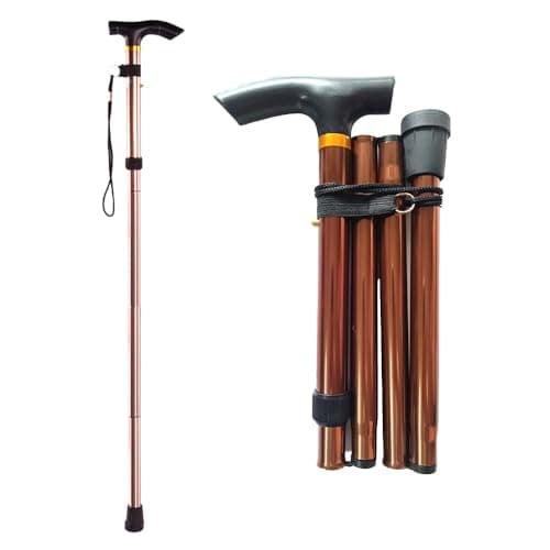 Foldable Walking Sticks - Foldable Walking Stick With Adjustable Height - Collapsible And Lightweight - Soft Ergonomic Handle For Comfortable Grip For Men,Women,Mobility Aid (Khaki)