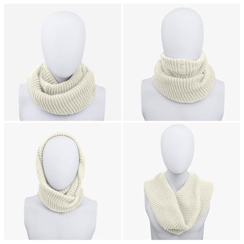 SGQTZDZQ Infinity Scarf Thermal Knitted Scarf, Neck Warmer Loop Scarf for Women, Winter Burgundy Scarf Women Scarf Gifts for Women (White) — view 6