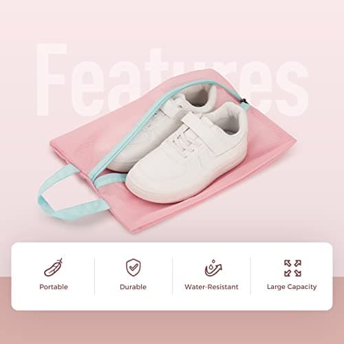 pack all Kids Shoe Bag for Travel, Water-Resistant Shoe Pouch, Pink — view 2