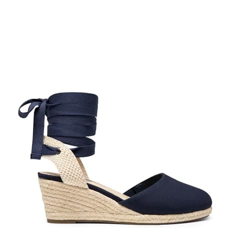 DREAM PAIRS Womens Espadrilles Platform Sandals,Navy-Canvas,5.5 — view 4