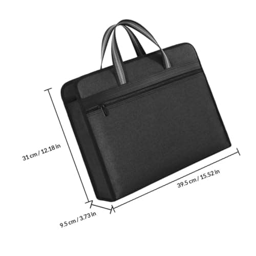 COHEALI File Tote Bag Black Canvas Zip Folder for Business Office Use — view 2