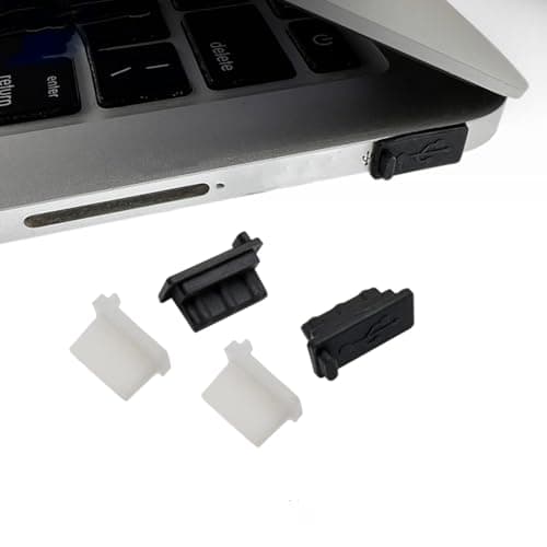 HoAhaMay 30pcs Silicone USB-A Dust Cover, Dust Cover Plug USB-A for Desktop PC, Laptop, Socket Charger, USB 2.0/3.0 Ports, Protects Any USB-A Connector (Black/White) — view 3