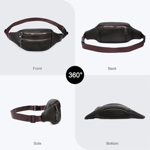 GAEKEAO Bum Bag Fanny Pack for Women Men Genuine Leather Waist Bags for Running Sport Hiking Travel — view 5