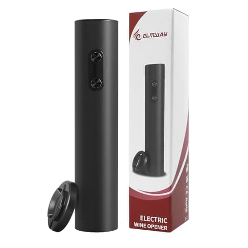 ELMWAY VinoLux Series Electric Wine Opener – Battery Operated Corkscrew with Easy Two-Button Operation & Foil Cutter, Portable Design for Home Use or Parties