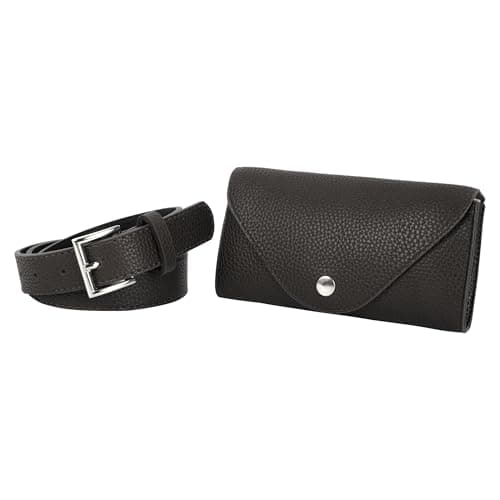 Meliyya Women PU Leather Waist Bag Stylish Belt Bumbag Phone Pouch Quilted Lattice Change Purse Gym Fanny Pack, Black — view 5